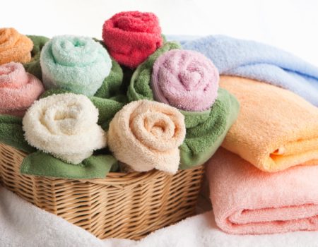 Cosy scene with towels in the form of flowers