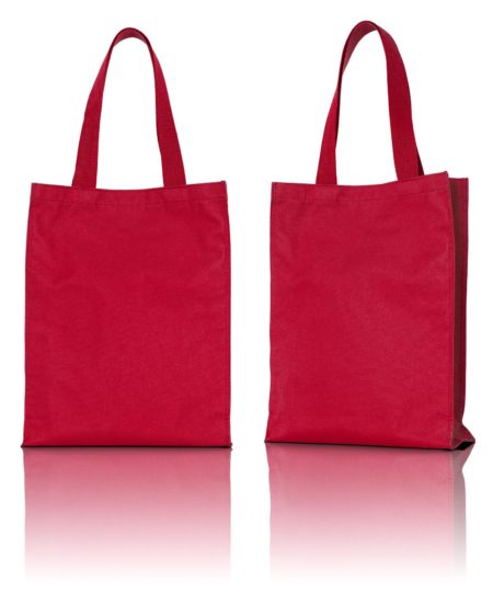 red fabric bag on white background